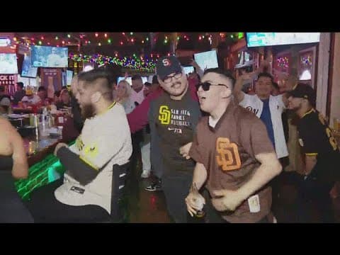 Padres fans cheer on the Friars in downtown