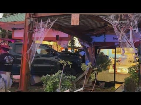 Child pinned under truck following crash at Encinitas gelato shop