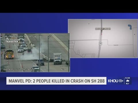 Two killed after crashing Tesla into concrete barrier on Highway 288, Manvel police say