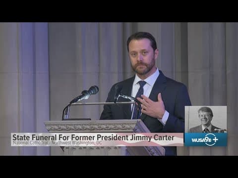 Jason Carter, Jimmy Carter's grandson, delivers tribute to his grandfather at state funeral