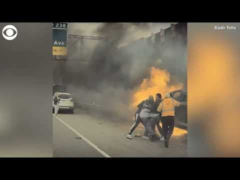 Good Samaritans rescue driver from burning car in Minnesota