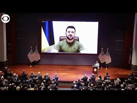 Ukrainian President Zelenskyy gets standing ovation at start of virtual address to US Congress
