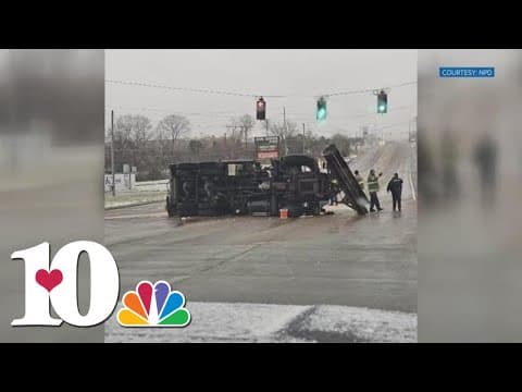 Salt truck overturns in Newport, no injuries reported