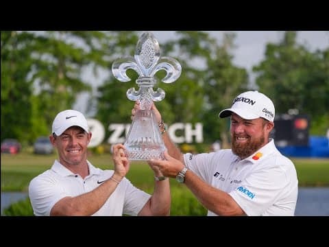 Rory McIlroy celebrates Zurich Classic win