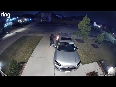 Raw video: Person sets car on fire in Katy-area driveway