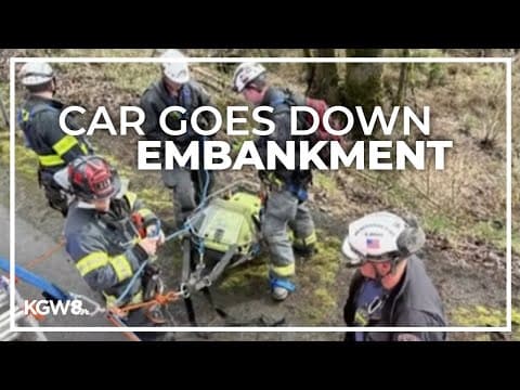 Car plummets down embankment off Highway 224 in Damascus