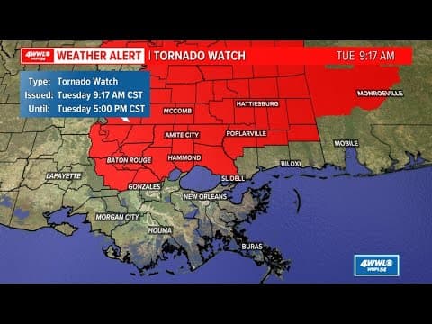 Tornado Watch for parts of Southeast Louisiana until 5PM