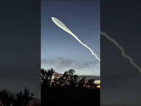 SpaceX’s Falcon 9 rocket flew over Southern California Monday night, lighting up the sky.