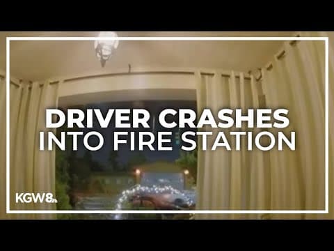 Portland Fire & Rescue searches for driver who crashed into fire station garage door