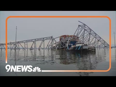 Crews begin to remove pieces of Key Bridge from Baltimore Harbor