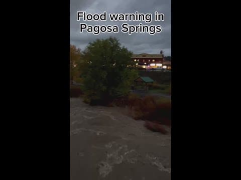 Flood warning in Pagosa Springs, Colorado