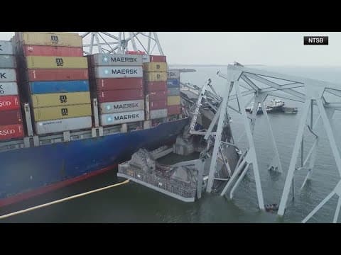 Cranes underway to clear Baltimore Key Bridge