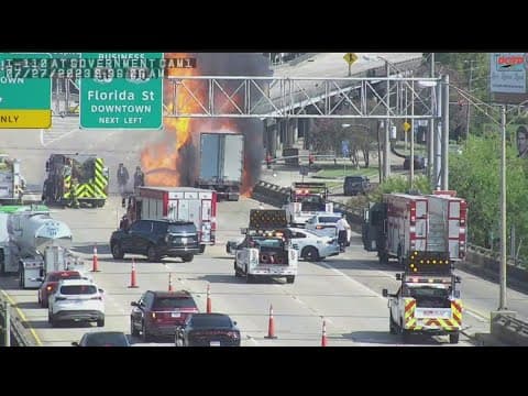 Amazon truck catches on fire in Baton Rouge