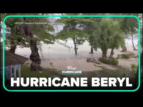 Streets flood in Barbados as Hurricane Beryl hits region