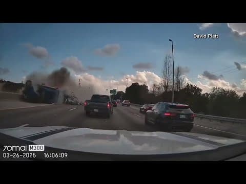Fiery semi crash caught on dash camera in Florida