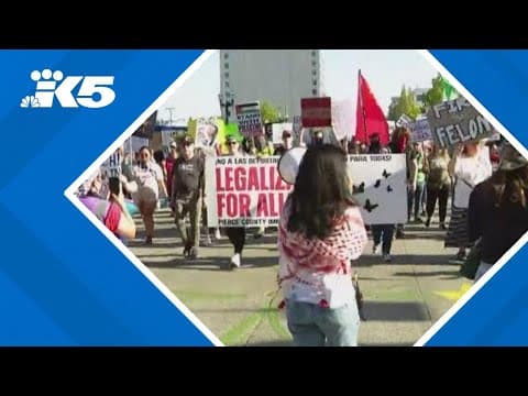 Hundreds march to ICE facility as part of May Day rally