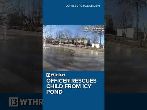 Officer rescues child from frozen pond