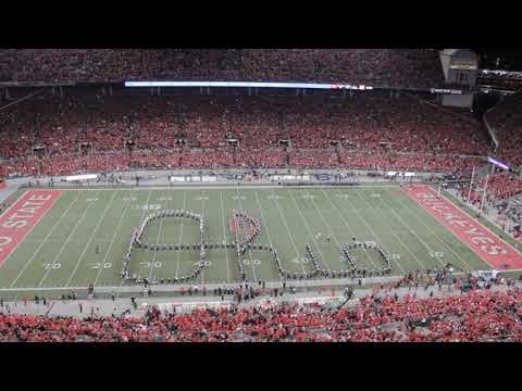 OSU Marching Band performs 'Script Ohio' during pregame of Ohio State-Penn State game