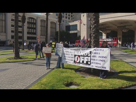 Secretary of Education Linda McMahon greeted by demonstrators outside of education conference in San