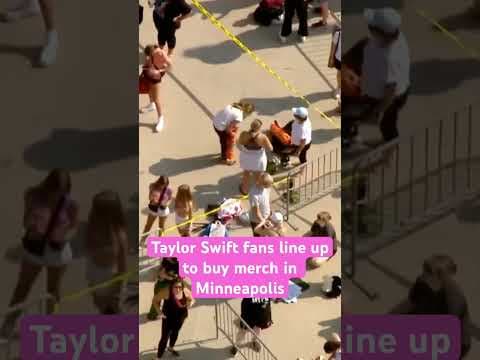 #Swifties line up outside US Bank Stadium in Minneapolis to buy #taylorswift merch #shorts #kare11