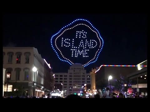 Spectacular drone show in Galveston's historic Strand District