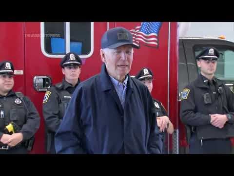 Biden speaks to reporters on Trump's tariff threats and returned American citizens from China