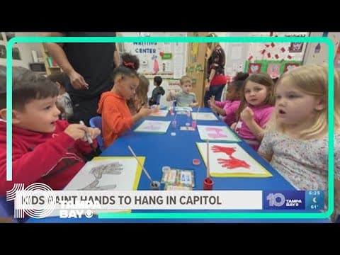 Pinellas County preschoolers paint hands that will hang at Florida Capitol