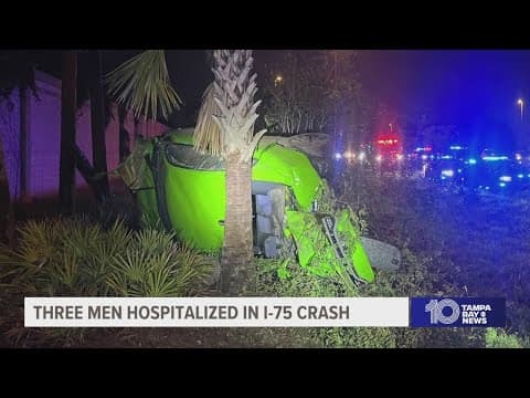 3 hospitalized after driver crashes at 100 mph after going airborne, hitting trees
