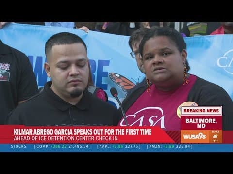 Kilmar Abrego Garcia speaks from Baltimore rally outside ICE facility
