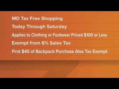 Tax-free shopping starts today in Maryland