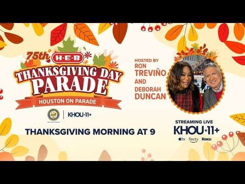 Parade floats lined up ready for the H-E-B Thanksgiving Day Parade