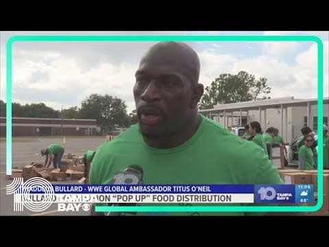 Tampa Bay families gifted Thanksgiving meals handed out by WWE superstar Titus O'Neil