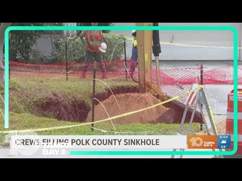 Crews filling Polk County sinkhole