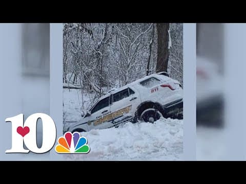 KCSO cruiser slides off the road while trying to pass car