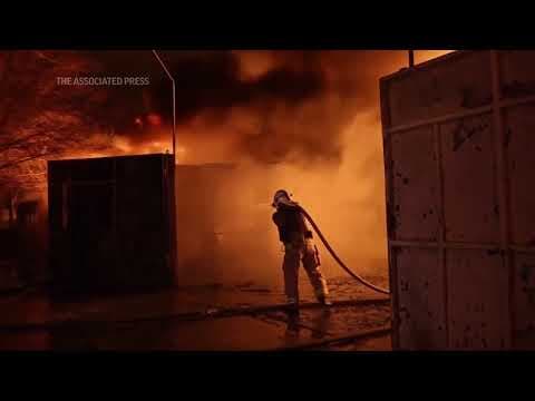 Russian drone strike sets off huge fire in Ukraine's Kharkiv