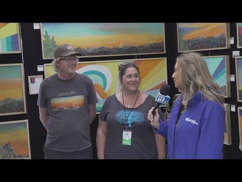 Speaking with mosaic artists at Dogwood Arts Festival