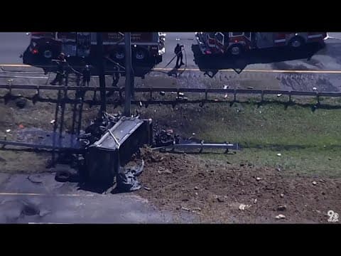 WATCH: Dump truck caught fire on I-95 in Maryland