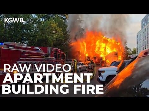 Raw video: Large fire engulfs Portland apartment building