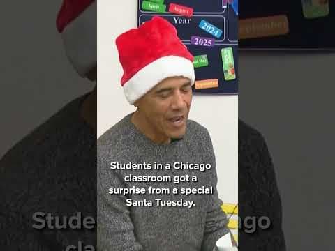 Former President Barack Obama visits schoolkids as Santa Claus