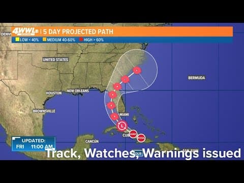 Friday 10 am Tropical Update: Track, watches and warnings issued for Florida