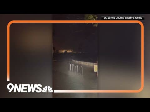 Water Crashes Over Barrier Walls as Hurricane Milton Batters Florida