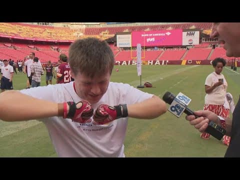 Commanders fans practice touchdowns, endzone dances in Special Olympics clinic