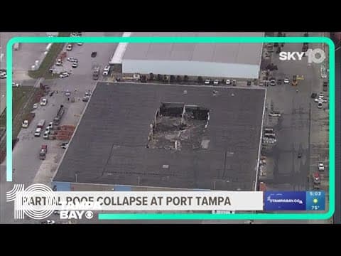 Section of roof collapses at Port Tampa Bay warehouse building