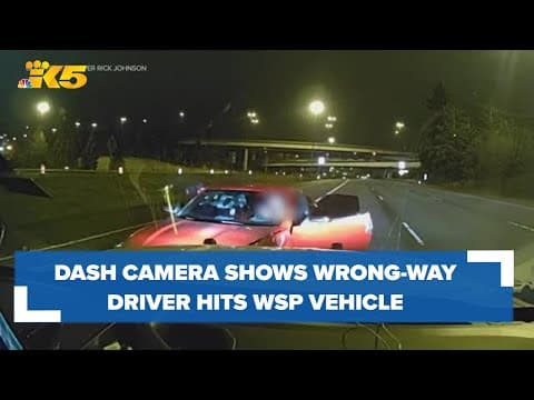 Dash camera video shows moment wrong-way driver hit WSP vehicle on I-90