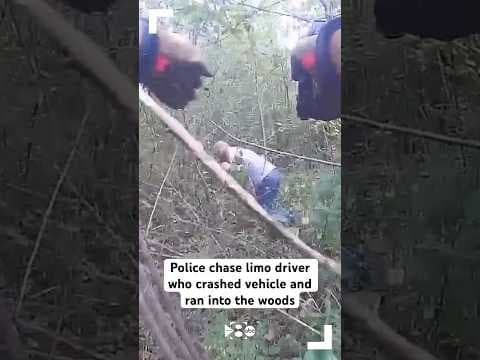 Police chase limo driver who crashed vehicle and ran into the woods