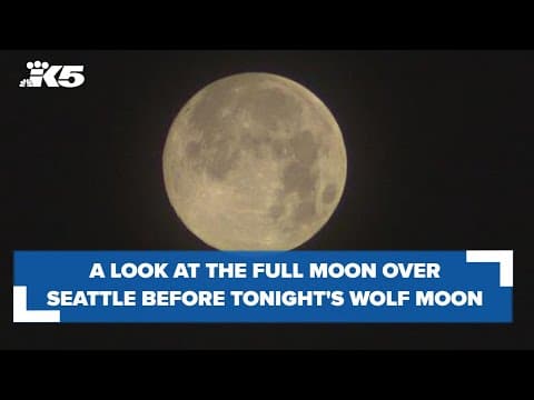 Moon over Seattle ahead of full Wolf Moon