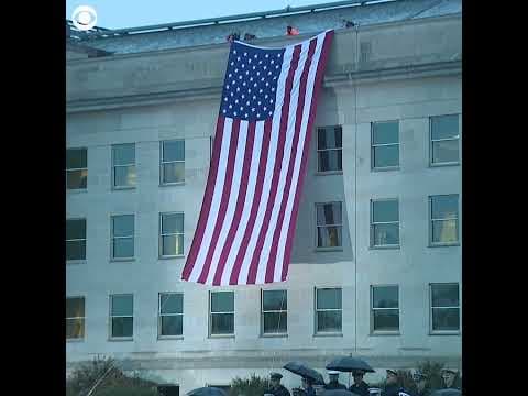American flag unfurled at Pentagon in remembrance of September 11 terror attacks #shorts