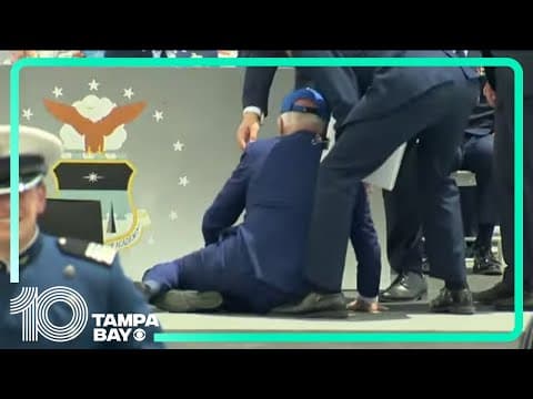 President Biden falls to the ground at Air Force Academy graduation