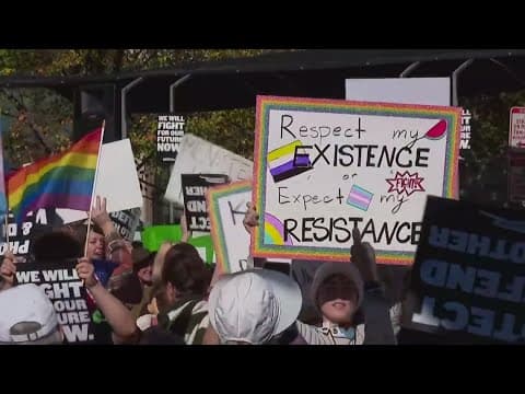 Protesters outside conservative think tank