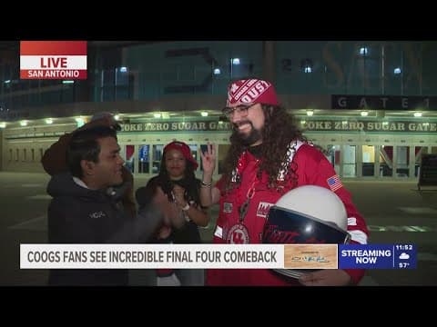 Orko Manna is with fans after Houston stunned Duke in San Antonio